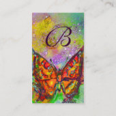 RODE BUTTERFLY PAARSE GEEL GOUD SPARKLES Monogram Visitekaartje (Achterkant)