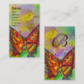 RODE BUTTERFLY PAARSE GEEL GOUD SPARKLES Monogram Visitekaartje (Voorkant / Achterkant)