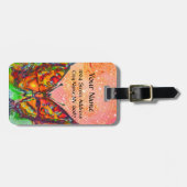 RODE BUTTERFLY PINK GOLD YELLOW SPARKLES Monogram Bagagelabel (Voorkant horizontaal)