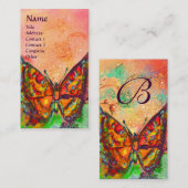 RODE BUTTERFLY PINK YELLOW GOLD SPARKLES Monogram Visitekaartje (Voorkant / Achterkant)