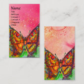 RODE BUTTERFLY PINK YELLOW GOLD SPARKLES Monogram Visitekaartje (Voorkant / Achterkant)