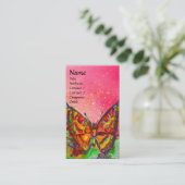 RODE BUTTERFLY PINK YELLOW GOLD SPARKLES Monogram Visitekaartje (Staand voorkant)