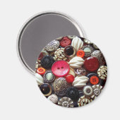 Rode Button, zwart en zilver Magneet (Voorkant / Achterkant)