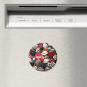 Rode Button, zwart en zilver Magneet (Insitu (Vaatwasser))