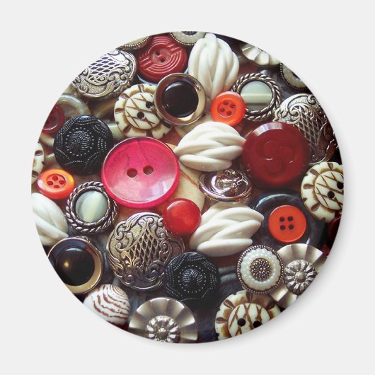 Rode Button, zwart en zilver Magneet (Voorkant)