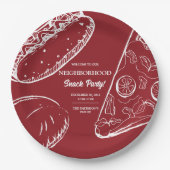 Rode buurt Leuk Blok Snack Food Party Papieren Bordje (Voorkant)