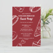 Rode buurt Leuk Blok Snack Party Kaart (Staand voorkant)