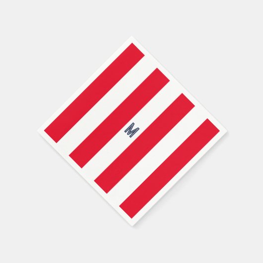 Rode Cabana Streep & Persoonlijk Navy Monogram Servet (Hoek)