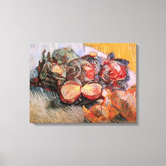 Rode Cabbages en uien door Vincent van Gogh Canvas Afdruk (Voorkant)