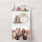 Rode Cabine in de Bossen met Beer | Kerstfeest met All In One Uitnodiging (Binnen)