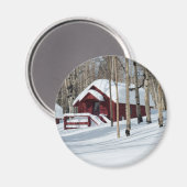 Rode Cabine in de winter Magneet (Voorkant / Achterkant)