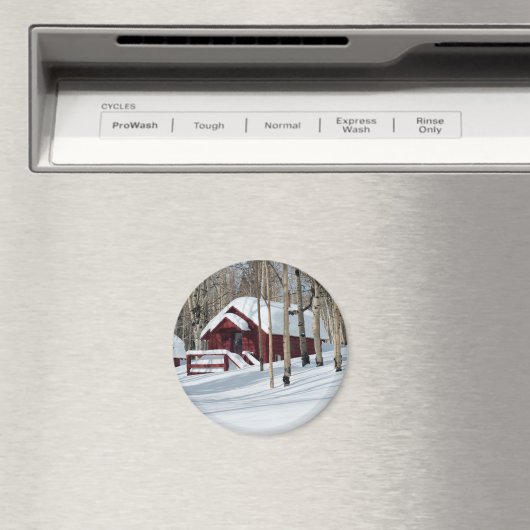 Rode Cabine in de winter Magneet (Insitu (Vaatwasser))