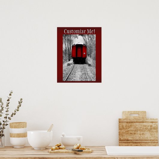 Rode cabine, Victoriaans stoomtrein Poster (Keuken)