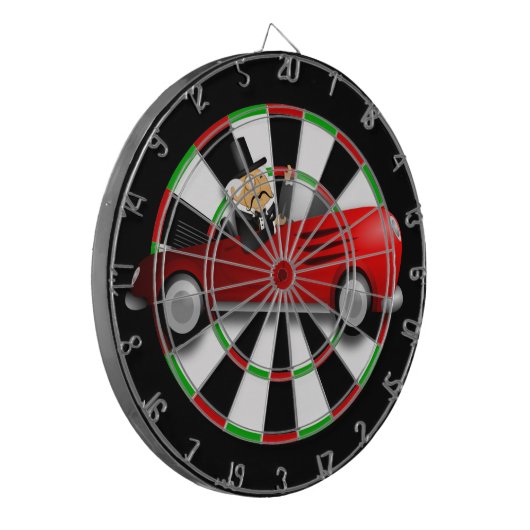 Rode cabriolet dartbord (Voorkant Links)