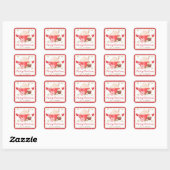 Rode Cacao & Cupcake Prettig Kerstfeest Vierkante Sticker (Vel)