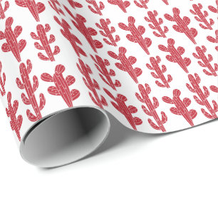 Rode Cactus Plant Cadeaupapier
