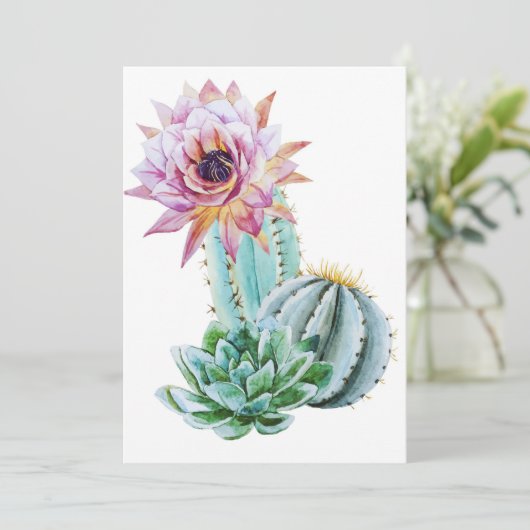 Rode cactus save the date (Staand voorkant)