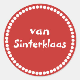 Rode cadeau sticker tekst van Sinterklaas