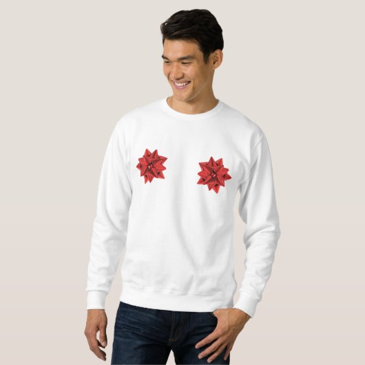 rode cadeauboeg mannen sweatshirt (Voorkant volledig)