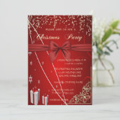 Rode Cadeaus, Bow, Confetti Company Kerstparty Kaart (Staand voorkant)