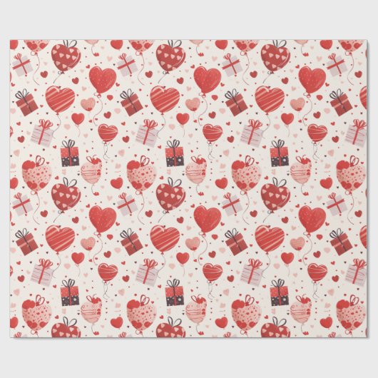 Rode Cadeaus geschenken en hartvormige ballonnen K Cadeaupapier (Vlak)