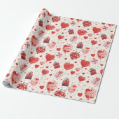 Rode Cadeaus geschenken en hartvormige ballonnen K Cadeaupapier (Uitgerold)