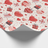 Rode Cadeaus geschenken en hartvormige ballonnen K Cadeaupapier (Hoek)