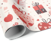 Rode Cadeaus geschenken en hartvormige ballonnen K Cadeaupapier (Rol Hoek)