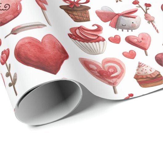 Rode Cadeaus geschenken, harten, snoep en Kind Cadeaupapier (Rol Hoek)