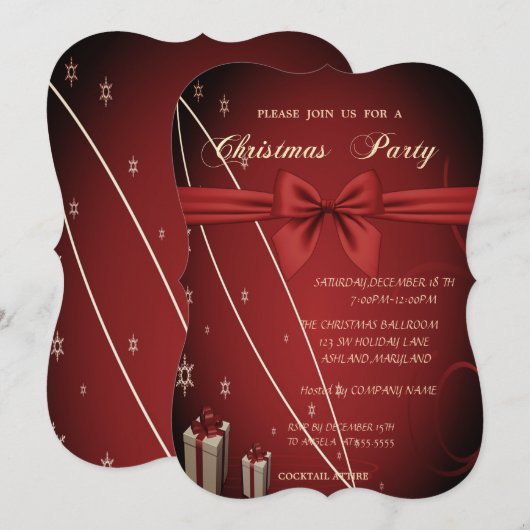 Rode Cadeaus, Kerstfeest van Bow Company Kaart (Voorkant / Achterkant)