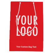 Rode cadeautas van 25 cm Bedrijf logo opdruk Mediu (Achterkant)