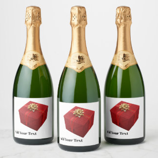 Rode cadeauverpakking champagne-etiket sparkling wijnetiket