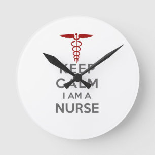 Rode Caduceus Keep Calm Ik ben een Verpleegkundige Ronde Klok