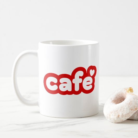 Rode "Café" Mok met hartdetail (Met donut)