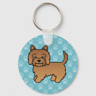 Rode Cairn Terrier Cartoonhond Illustratie Blauw Sleutelhanger