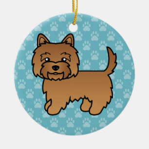 Rode Cairn Terrier Cartoonhond Illustratie Op Blau Keramisch Ornament