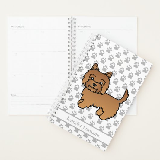 Rode Cairn Terrier Hond Met Poten & Aangepaste Naa Planner (Display)
