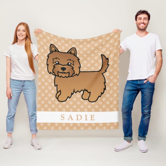 Rode Cairn Terrier Hondenillustratie & Aangepaste Fleece Deken (In situ)