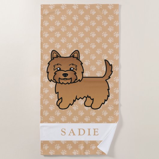 Rode Cairn Terrier Hondenillustratie & Aangepaste Strandlaken (Voorkant)