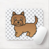 Rode Cairn Terrier Schattige Cartoon Hond Muismat (Met muis)