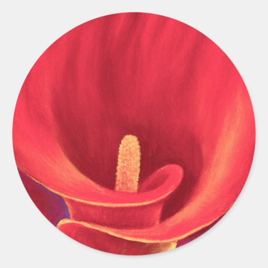 Rode Cala Lily Tropische Bloem Kunst - Multi Ronde Sticker (Voorkant)
