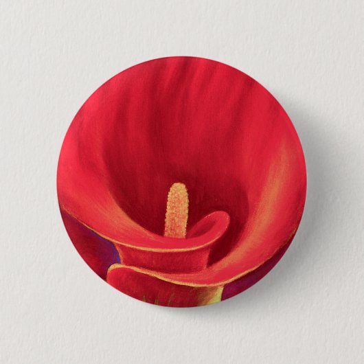 Rode Cala Lily Tropische Vloerkunst - Multi Ronde Button 5,7 Cm (Voorkant)