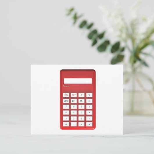 Rode calculator briefkaart (Staand voorkant)