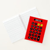Rode calculator met naam notitieboek (Binnen)