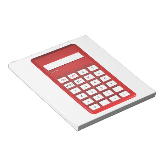 Rode calculator notitieblok (Schuin)