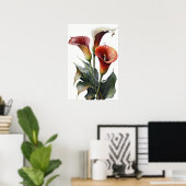 Rode Calla-lelies Lelie Bloem Kunstprint Poster (Thuiskantoor)