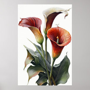 Rode Calla-lelies Lelie Bloem Kunstprint Poster