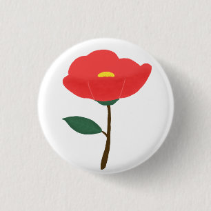 Rode Camellia Bloem Botanisch Cadeau Ronde Button 3,2 Cm