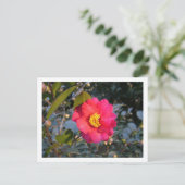rode camellia bloem briefkaart (Staand voorkant)