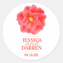 Rode camellia bloem bruiloft sticker